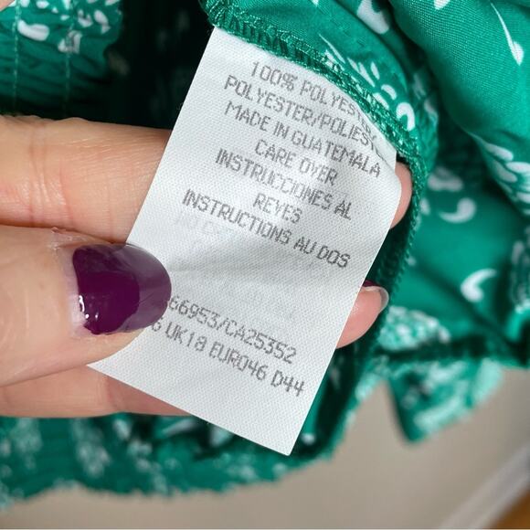 VINTAGE Andrea Gayle green & white floral blouse with banded bottom size 16 - Picture 6 of 7